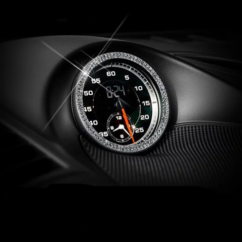 Autocollants d'horloge d'intérieur de voiture en alliage de diamant et de strass, décoration circulaire pour Porsche Cayenne macan Panamera 911 ► Photo 1/1