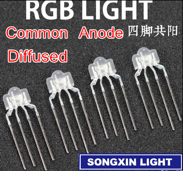 25 pièces 3mm rvb led diffusé 4 broches multicolore dip led 2.6*3.5*6.5mm diode de lumière polychrome d'anode commune pour clavier ► Photo 1/2