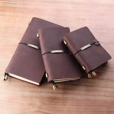 Cahier de voyageurs, cuir véritable, 100%, carnet de notes, cuir Vintage, poche, cuir de vache, cadeau fait à la main ► Photo 1/1