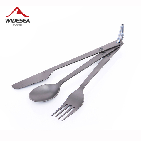 Widesea ensemble de cuillères à fourchette de couteaux, en titane, vaisselle de Camping, voyage ultraléger, ustensiles de cuisine pour l'extérieur, équipement 50G ► Photo 1/6