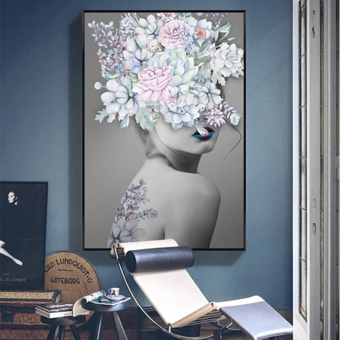 Peinture sur toile abstraite florale Noble de femme, affiche d'art imprimée murale, salon chambre à coucher, décoration de maison Simple nordique ► Photo 1/6