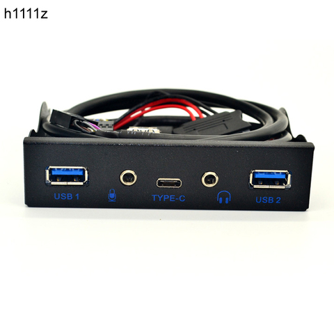 USB HUB 5 ports USB 3.1 TYPE-C USB 3.0 panneau avant Audio HD 3.5mm, prise pour écouteurs, adaptateur d'extension de micro pour bureau, baie de disquette de 3.5 pouces ► Photo 1/6