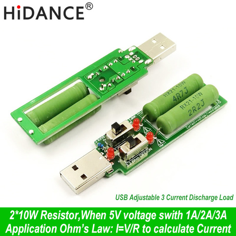 Résistance USB dc charge électronique avec interrupteur réglable 3 courant 5V1A/2A/3A capacité de la batterie testeur de résistance à la décharge de tension ► Photo 1/5