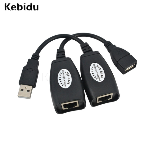 Kebidu USB 2.0 mâle à femelle Cat6 Cat5 Cat5e 6 Rj45 LAN Ethernet réseau Extension répéteur adaptateur convertisseur câble ► Photo 1/4