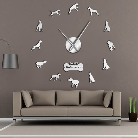Horloge murale géante pour chien Doberman poméranien, Rottweiler, caniche Pitbull, Husky de sibérien, Jack Russel, popoar, bricolage, décoration de la maison ► Photo 1/6