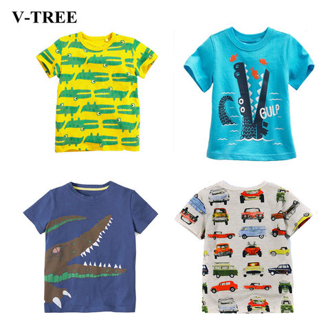 Chemises en coton pour garçons et filles, hauts colorés, à manches courtes, pour enfants en bas âge, été V-TREE ► Photo 1/6