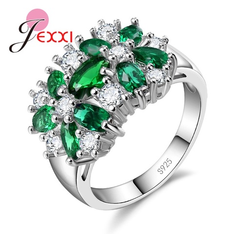 Breloque luxe cubique Zircon anneaux pour femmes mariage fiançailles bijoux argent proposition bague plus fine ► Photo 1/6