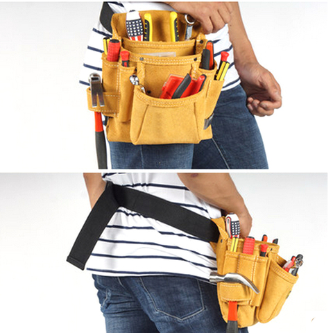 Pochette à outils de taille en cuir de vache, sac de ceinture à outils pour électricien menuiserie quincaillerie de Construction outils de tournevis ► Photo 1/6