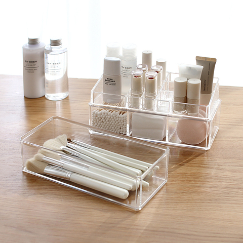 Boîte transparente Portable de stockage à maquillage, organiseur à maquillage acrylique pour cosmétiques tiroirs de stockage ► Photo 1/6