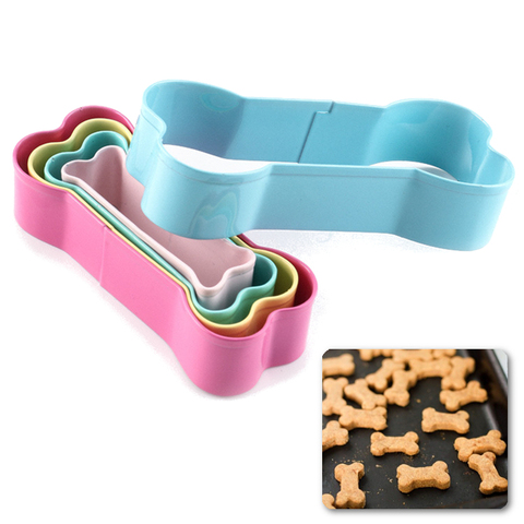 Ensemble de 5 moules à biscuits en acier inoxydable, en forme d'os de chien, pour enfants, adaptés aux outils de décoration de gâteaux et cookies ► Photo 1/6