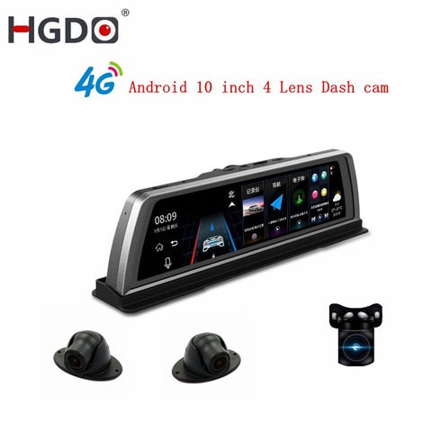 HGDO – caméra de tableau de bord avec Vision nocturne, enregistreur vidéo automatique ADAS GPS, Android 5.1, Octa Core, 4G DVR, 10 pouces, 2 + 32 go, 4ch ► Photo 1/6