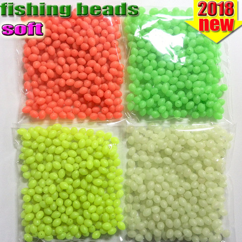 Perles de pêche ovales 300 pcs/lot perles lumineuses pêche en plastique leurre lueur dans la couleur sombre rouge jaune blanc vert MM * MM ► Photo 1/6