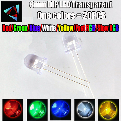 20 pièces 8mm Diode LED Kit 3V ensemble émettant de la lumière blanc vert rouge bleu jaune rose violet Orange RGB rapide lent chaud KIT LED ► Photo 1/1