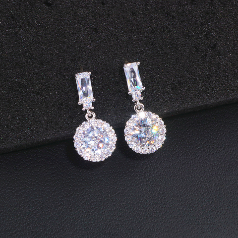 Boucles d'oreilles rondes en Zircon cubique pour femmes, classiques et de luxe, bijoux en cristaux scintillants, tendance, cadeaux de mariage, lx156 ► Photo 1/6