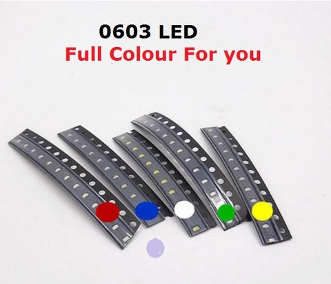 Petites diodes électroluminescentes rouges, 100 pièces, 0603 LED SMD 0603, rouge, jaune, vert, blanc chaud, bleu, Orange, violet, livraison gratuite ► Photo 1/6