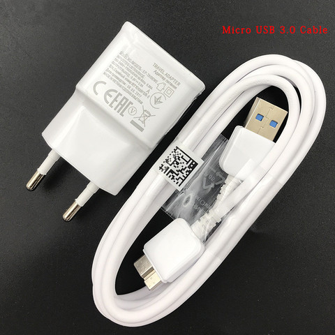 Prise ue adaptateur mural chargeur USB & 1M Micro USB 3.0 câble de charge de synchronisation de données pour Samsung Galaxy S5 Note 3 G900 N9002 N9008 téléphone ► Photo 1/6