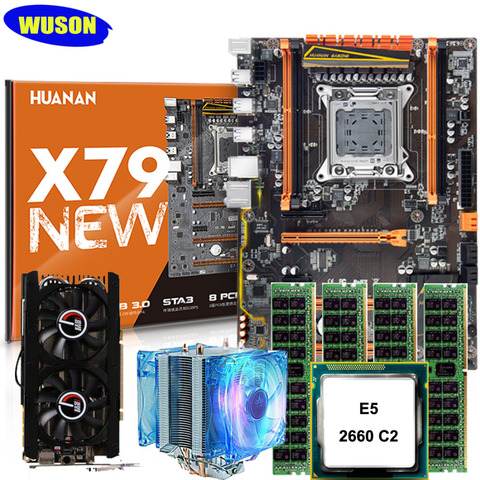 Carte mère HUANAN ZHI deluxe X79, LGA2011, pack CPU Xeon E5 2660 C2, RAM 64 go (4x16 go), carte vidéo GTX760 2 go, promotion ► Photo 1/1