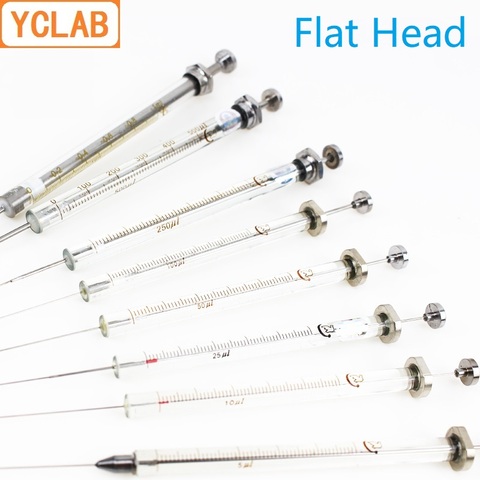 YCLAB-seringue d'injecteur de verre à tête plate 0.5/1/2/5/10/25/50/100/250/500/1000ul pour chromatographie liquide ► Photo 1/4