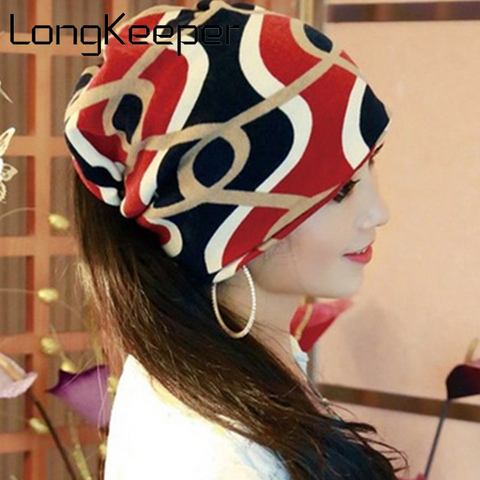 LongKeeper-écharpe à chapeau multifonctionnel pour femmes, bonnet rayé, Hip-Hop, printemps et automne, bonnet à rabat, bonnet cercle pour femmes, nouveauté ► Photo 1/6