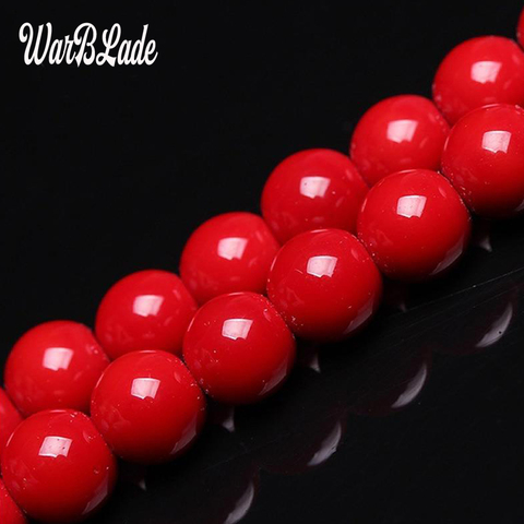 Perles rondes de corail rouge en pierre naturelle de haute qualité, 4mm 6mm 8mm 10mm 12mm 14mm pour la fabrication de bijoux, Bracelet à faire soi-même ► Photo 1/3
