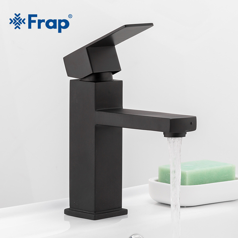 Frap robinet accessoires de salle de bains en acier inoxydable, mitigeur de salle de bains carré noir, mitigeur de lavabo en acier inoxydable Y10170 ► Photo 1/6