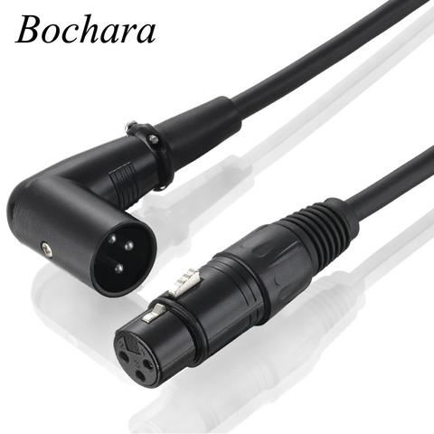 Bochara 90 degrés XLR mâle à femelle câble à M/F 3pin jack câble Audio blindé pour micro table de mixage 1m 1.5m 2m 3m 5m ► Photo 1/6