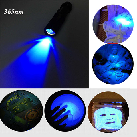 Lampe torche Led UV Zoomable 365nm, lumière ultraviolette, lumière noire UV, batterie AA, pour marqueur, détecteur d'argent ► Photo 1/6