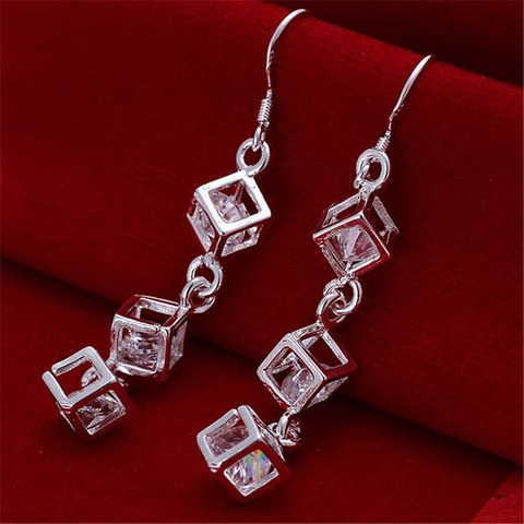 Boucles d'oreilles en pierre de cristal blanche, couleur argent, bijoux de mariage, à la mode ► Photo 1/3