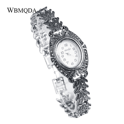 Wbmqda – montre classique en métal pour femmes, bijoux tendance, noir, cristal, argent, Bracelets, cadeau d'amour ► Photo 1/6