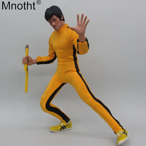 Mnotht 1/6 échelle Kung fu Bruce Lee jaune joint vêtements modèle chaussures de sport Double barre costume jouet pour 12 ''soldat figurine ► Photo 1/1