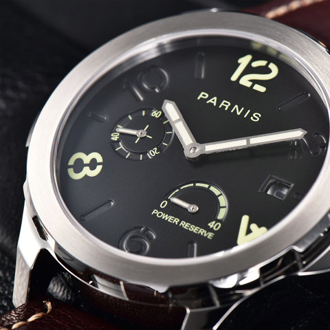 Parnis-montre automatique pour hommes, Top marque de luxe en argent, en cuir, lumineuse, Date, 44mm, nouvelle collection 2022 ► Photo 1/6