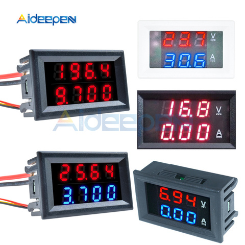Mini voltmètre numérique à 100V, 200V, 10A 50A, 0.28 pouces, ampèremètre à 4 bits, 5 fils, testeur de courant, bleu, rouge, double affichage, LED ► Photo 1/6