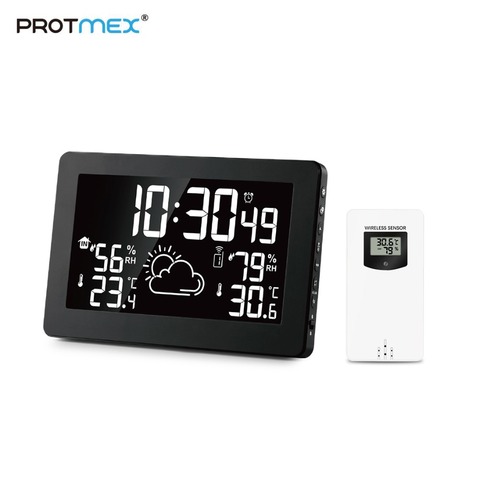 Protmex – Station météo PT3378A, sans fil, capteur de température et d'humidité, écran LCD coloré, prévisions météorologiques, horloge RCC pour l'intérieur et l'extérieur ► Photo 1/6