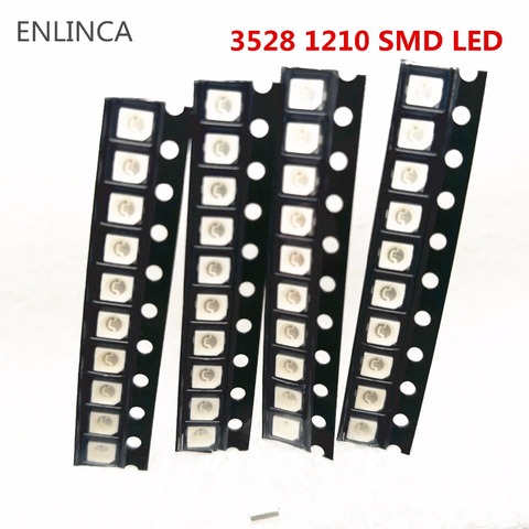 100 pièces original Super lumineux 3528 1210 SMD LED rouge vert bleu jaune blanc chaud blanc diode LED 3.5*2.8*1.9mm ► Photo 1/2