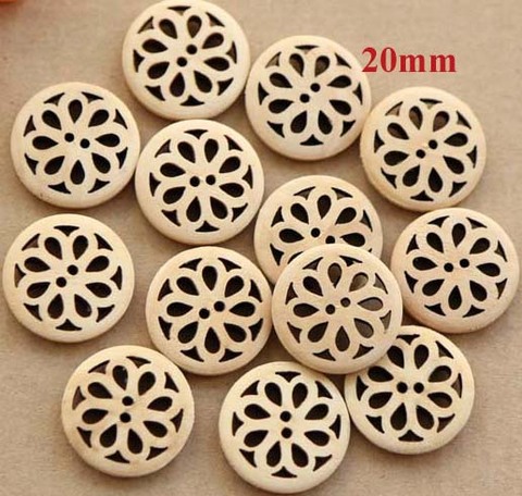 Lot de 30 boutons en bois ajourés, couleur naturelle, pour couture de vêtements, taille: 20mm, ss-3674-366 ► Photo 1/1