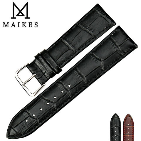 Maikes – bracelet de montre en cuir véritable de haute qualité, noir, fin, 16 18 19 20 22mm, accessoires de montre ► Photo 1/6