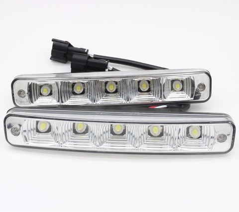 2 pièces 12V 10W super lumineux 5 LED E4 coque en aluminium 100% étanche DRL LED voiture feux diurnes E4 ► Photo 1/5