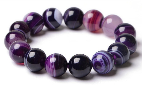 Bracelets en Onyx violet pour femmes et hommes, perles de bouddha, accessoires ethniques, cadeau de saint valentin ► Photo 1/6