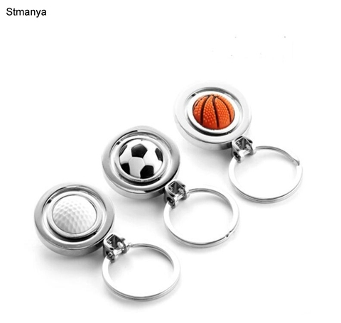 3 Desing Rotation Football métal porte-clés golf basket-ball voiture porte-clés anneau clé pendentif pour homme femmes cadeau bijoux #17122 ► Photo 1/6