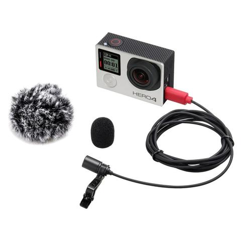 Microphone Lavalier à condensateur omnidirectionnel avec pince, pour GoPro HERO 3 3 + 4 avec Wind muffin VS ESMIC-01G, SR-GMX1 ► Photo 1/5