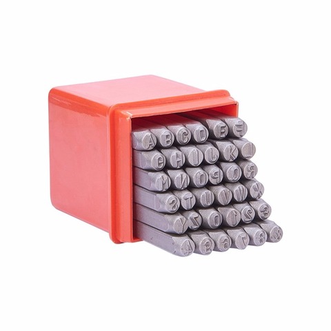 PandaHall 36 pièces/boîte lettre de fer noir Alphabet A-Z et numéro 0 ~ 8 sceau ensemble de timbres timbres pour l'enseignement jouant outil de fabrication de bijoux ► Photo 1/5