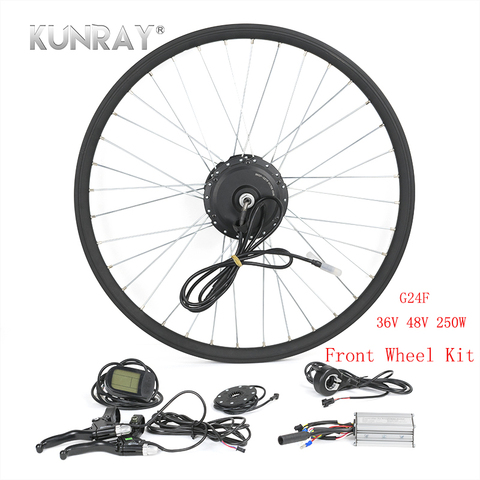 KUNRAY-Kit moyeu moteur électrique 36/48V, 250W, moteur sans balais, pour vélo, vtt, roue avant, avec LCD5, système de Conversion pour vélo Ebike ► Photo 1/6