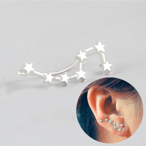 1 paire grande ourse zodiaque Constellation oreille breloque or argent couleur grimpeurs oreille ramper boucles d'oreilles pour femmes déclaration bijoux ► Photo 1/6