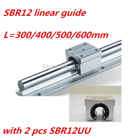 SBR12 300mm 400mm 500mm 600mm mm | rail linéaire et guide linéaire avec 2 pièces blocs SBR12UU ► Photo 1/1