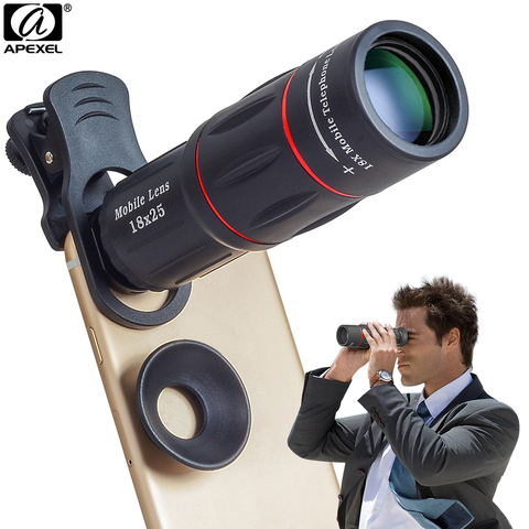 APEXEL – objectif de caméra 18X, télescope Zoom, objectif de téléphone portable avec clips universels pour Smartphones iPhone Xiaomi APL-18XT ► Photo 1/6