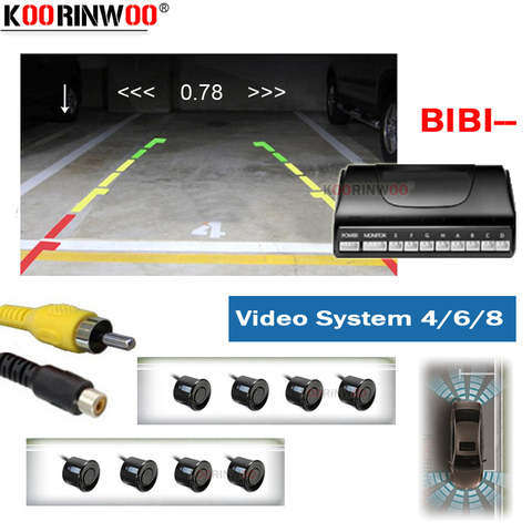 Koorinwoo capteurs électromagnétiques de stationnement de voiture 8/6/4 sondes rétro-éclairage avant arrière alarme Parkmaster pour la Navigation DVD système vidéo ► Photo 1/6