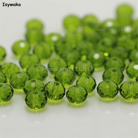Isywaka – perles rondes en cristal vert Olive, 50 pièces, 4x6mm, pour la fabrication de bijoux ► Photo 1/1