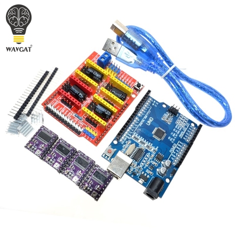 Livraison gratuite cnc bouclier V3 machine de gravure 3D Printe + 4 pièces DRV8825 carte d'extension de pilote pour Arduino UNO R3 avec câble USB ► Photo 1/4