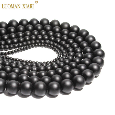 Perles rondes en pierre naturelle, Onyx mat, noir mat, pour la fabrication de bijoux, collier, Bracelet, bricolage, 4/6/8/10/12/14mm, vente en gros ► Photo 1/6