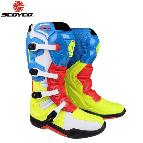 SCOYCO – bottes de Motocross tout-terrain en Faux cuir, chaussures longues de course, pour Motocross, pour motocycliste, MBM003/MBM006 ► Photo 1/6